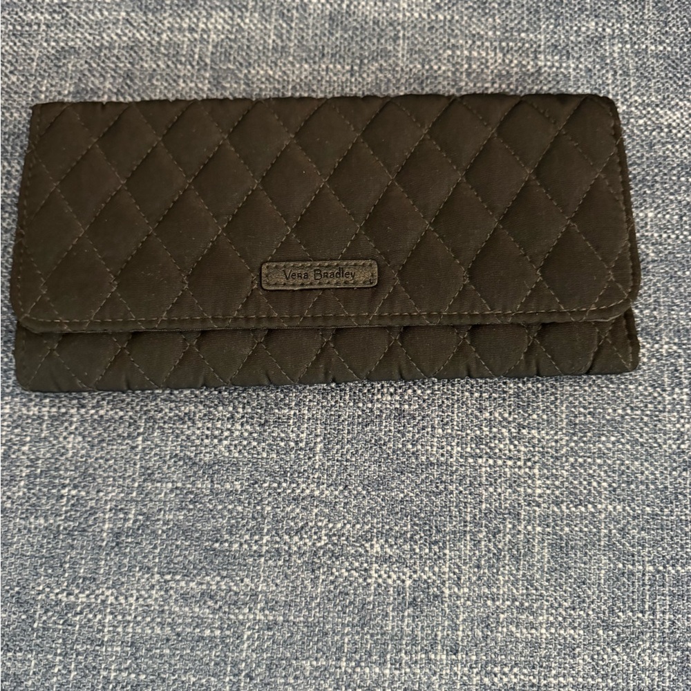 Vera Bradley Quilted Black Card Holder Trifold Billfold